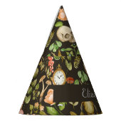 スカル植物きのこ花抽象芸術ハロウィーン パーティーハット (左)