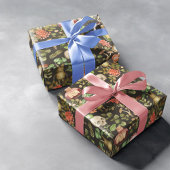 スカル植物きのこ花抽象芸術ハロウィーン ラッピングペーパー