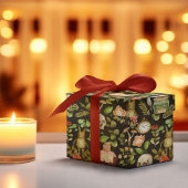 スカル植物きのこ花抽象芸術ハロウィーン ラッピングペーパー