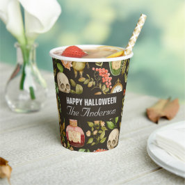 スカル植物きのこ花抽象芸術ハロウィーン 紙コップ
