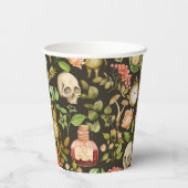 スカル植物きのこ花抽象芸術ハロウィーン 紙コップ (裏面)
