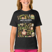 スカル植物きのこ花抽象芸術ハロウィーン Tシャツ (正面)