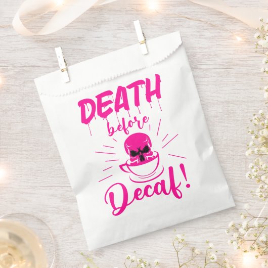 スカル死の前のデカフ骨格のコーヒーピンク フェイバーバッグ (クリップ留めされた状態)