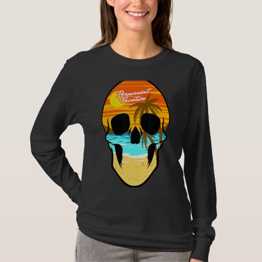 スカル永久休暇旅行海ビーチサンQ Tシャツ (正面)