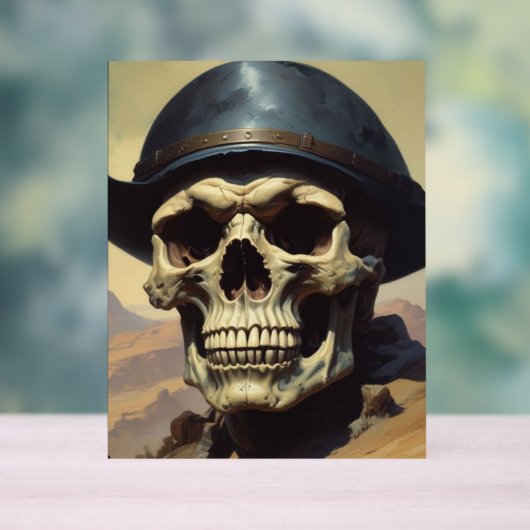 スカル油彩スタイル絵を描イラストレーション アクリルサイン (ニュートラル)