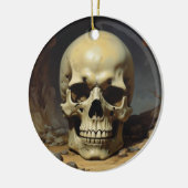 スカル油彩スタイル絵を描イラストレーション セラミックオーナメント (左)