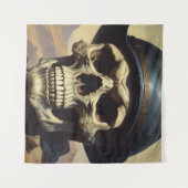 スカル油彩スタイル絵を描イラストレーション タペストリー (正面(横))