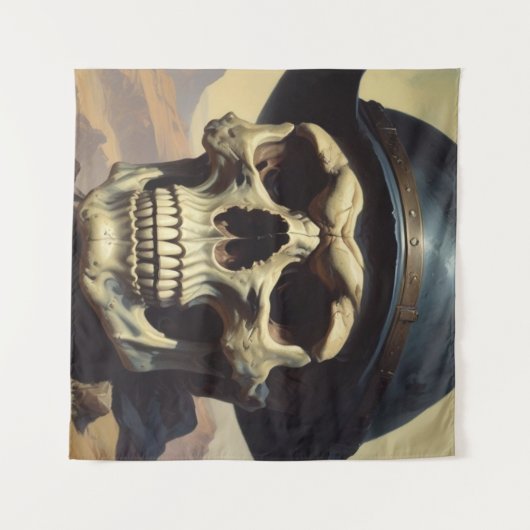 スカル油彩スタイル絵を描イラストレーション タペストリー (正面(横))