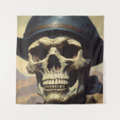 スカル油彩スタイル絵を描イラストレーション タペストリー (正面)