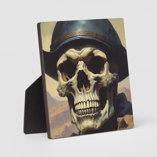 スカル油彩スタイル絵を描イラストレーション フォトプラーク (正面)