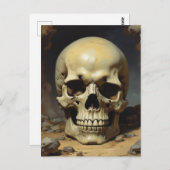 スカル油彩スタイル絵を描イラストレーション ポストカード (正面/裏面)