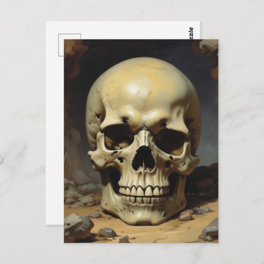 スカル油彩スタイル絵を描イラストレーション ポストカード (正面/裏面)
