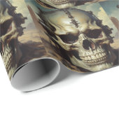 スカル油彩スタイル絵を描イラストレーション ラッピングペーパー (ロールコーナー)