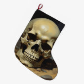 スカル油彩スタイル絵を描イラストレーション ラージクリスマスストッキング (正面 (吊り時))