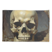 スカル油彩スタイル絵を描イラストレーション 枕カバー (裏面)