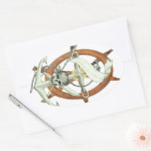 スカル海賊船いかり 楕円形シール (封筒)