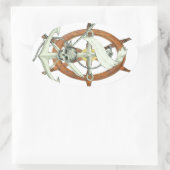 スカル海賊船いかり 楕円形シール (バッグ)