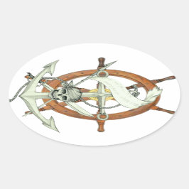 スカル海賊船いかり 楕円形シール