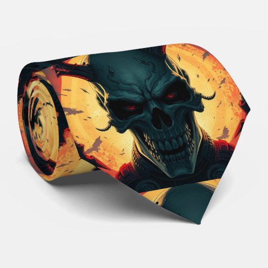 スカル漫画スタイルイラストレーションファンタジーアート ネクタイ (ロール)
