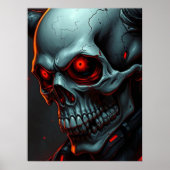 スカル漫画スタイルイラストレーションファンタジーアート ポスター (正面)