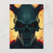 スカル漫画スタイルイラストレーションファンタジーアート ポストカード (正面)