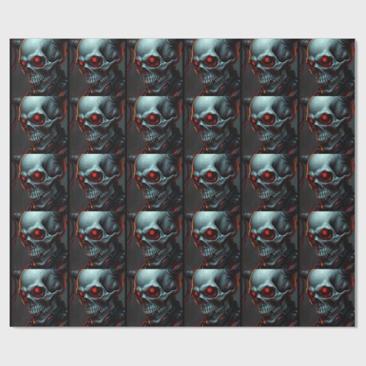 スカル漫画スタイルイラストレーションファンタジーアート ラッピングペーパー (フラット)