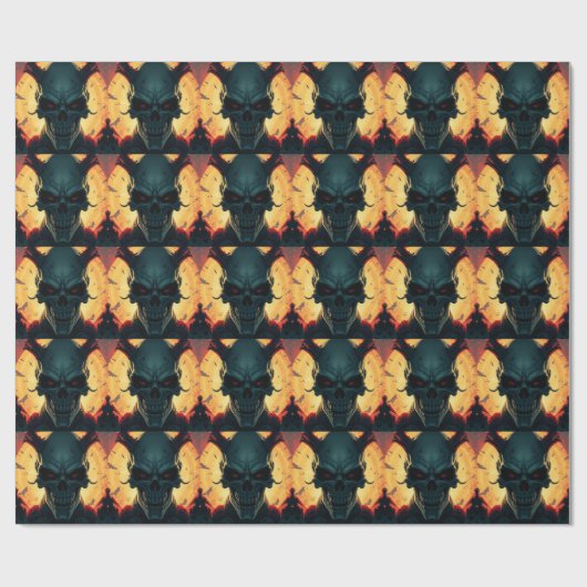 スカル漫画スタイルイラストレーションファンタジーアート ラッピングペーパー (フラット)