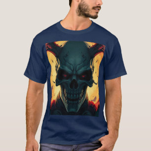 スカル漫画スタイルイラストレーションファンタジーアート Tシャツ