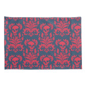 スカル火炎ダマスクの赤い青にクラッシュ 枕カバー (裏面-右)