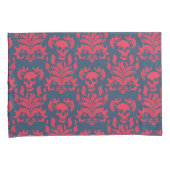 スカル火炎ダマスクの赤い青にクラッシュ 枕カバー (正面右)