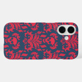 スカル火炎ダマスクの赤い青にクラッシュ Case-Mate iPhoneケース (裏面 (横))