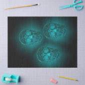 スカル白熱［赤熱］光を放つゴシックティール（緑がかった色）緑のクール怖いパターン 薄葉紙 (クラフト)