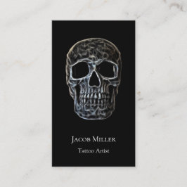 スカル白熱［赤熱］光を放つゴシック様式の白黒タトゥー店 名刺