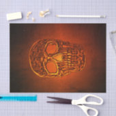 スカル白熱［赤熱］光を放つゴシック系オレンジブラッククール怖 薄葉紙 (クラフト)