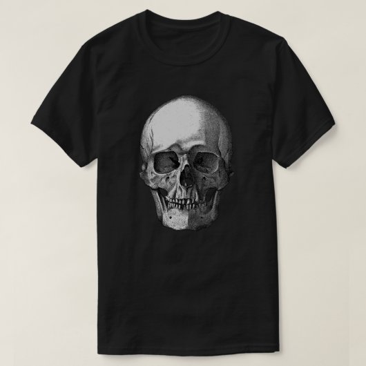 スカル白黒アート Tシャツ (デザイン正面)