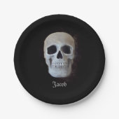 スカル白黒ゴシックトレンディーアートデザイン ペーパープレート (正面)