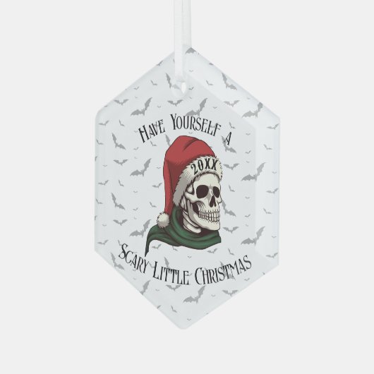 スカル着用サンタハットクリスマスツリーオーナメント ガラスオーナメント (正面左)