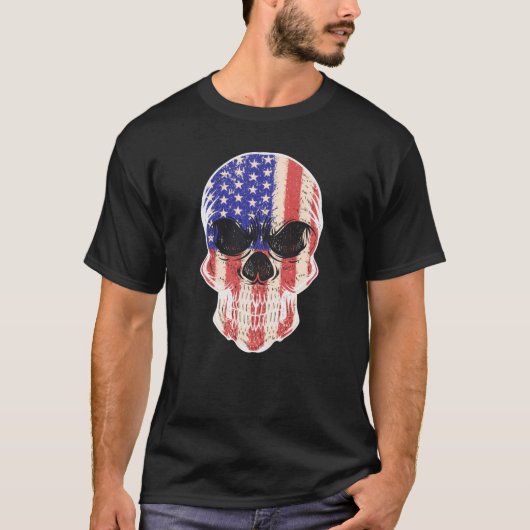 スカル米国国旗 Tシャツ (正面)