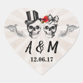 スカル素朴ヴィンテージスクロールバララベル ハートシール