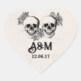 スカル素朴ヴィンテージスクロールバララベル ハートシール