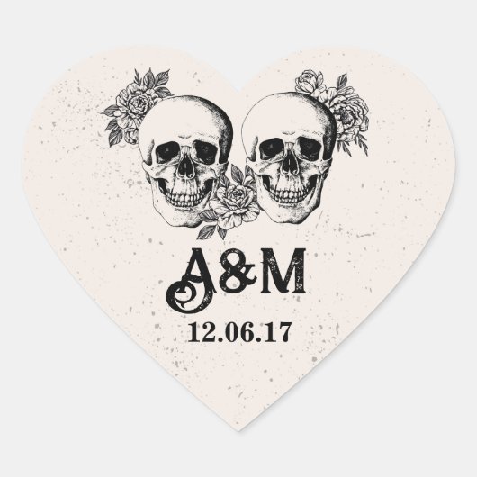 スカル素朴ヴィンテージスクロールバララベル ハートシール (正面)