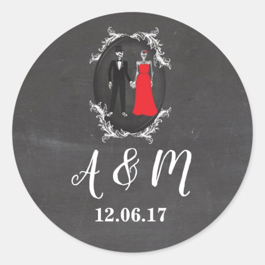 スカル素朴ヴィンテージスケルトンのラベル ラウンドシール (正面)