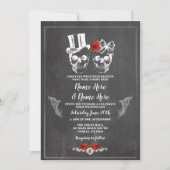 スカル結婚のハロウィーンバラゴシックフローラ招待状 招待状 (正面)