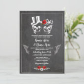 スカル結婚のハロウィーンバラゴシックフローラ招待状 招待状 (スタンド正面)