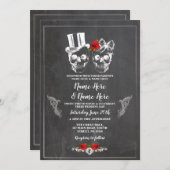 スカル結婚のハロウィーンバラゴシックフローラ招待状 招待状 (正面/裏面)