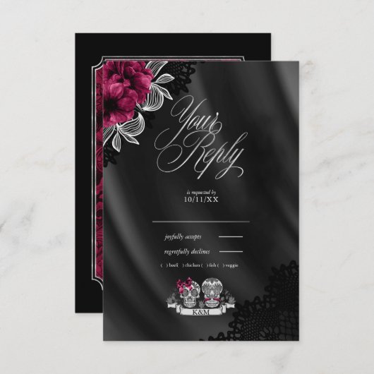 スカル結婚ズBurgundy ID866 出欠カード (正面/裏面)