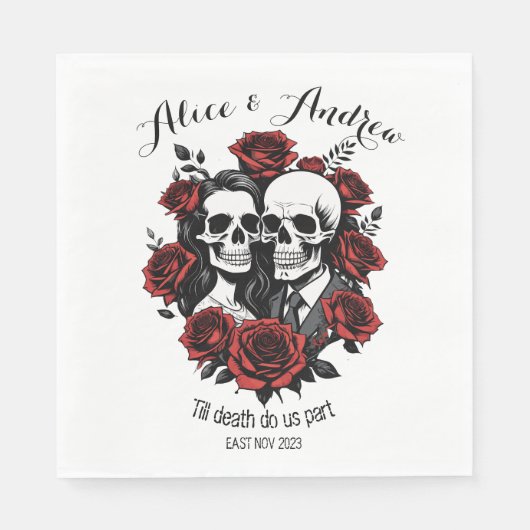 スカル結婚ソプルバラ スタンダードランチョンナプキン (正面)