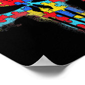 スカル自閉症意識ティーママパパキッズ自閉症 ポスター (角)