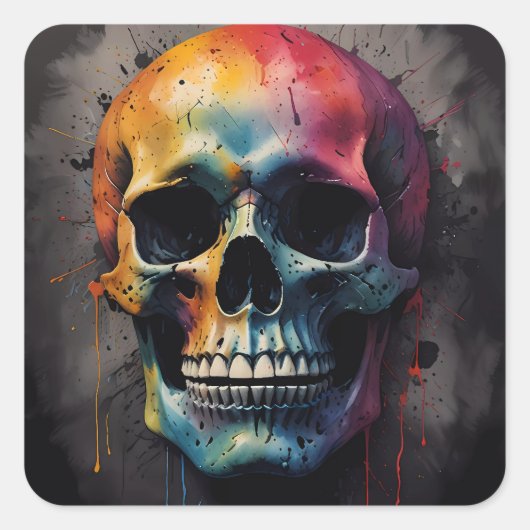 スカル色頭 スクエアシール (正面)