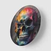 スカル色頭 ラウンド壁時計 (傾斜)